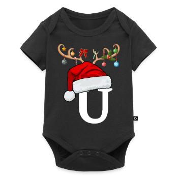 Brief U Weihnachtsmütze - Baby Premium Kurzarmbody - Schwarz - Vorne