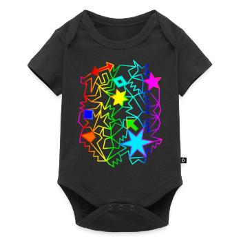 colorful stars arrows rainbow ornaments - Baby Premium short-sleeve bodysuit - black - Front