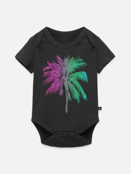 Tropischer Regenbogen Palmen Strand Sonne - Baby Premium Kurzarmbody - Schwarz