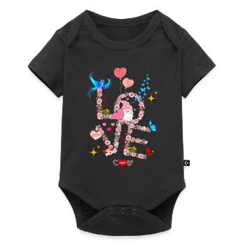 Floral Saint valentin I LOVE you - Body à manches courtes Premium Bébé - noir - Devant