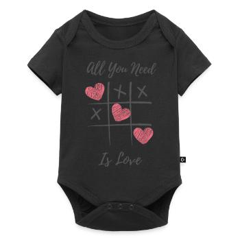 Valentinstags T-Shirt - Tic Tac Toe - Baby Premium Kurzarmbody - Schwarz - Vorne