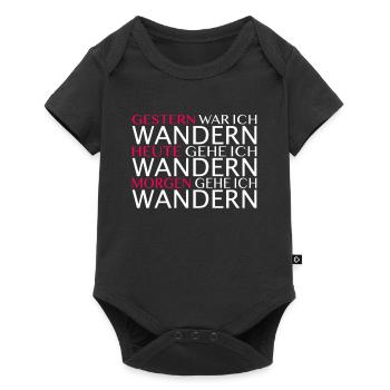 Jeden Tag Wandern Spruch - Baby Premium Kurzarmbody - Schwarz - Vorne