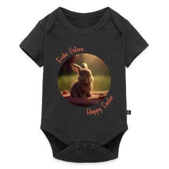 Frohe Ostern | Osterhäschen | Osterhase - Baby Premium Kurzarmbody - Schwarz - Vorne