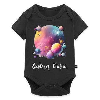 Explorez l infini - Body à manches courtes Premium Bébé - noir - Devant