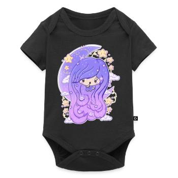 Moon and stars bubble head girl - Baby Premium short-sleeve bodysuit - black - Front