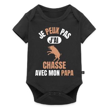 Je peux pas j'ai chasse avec mon papa - Body à manches courtes Premium Bébé - noir - Devant