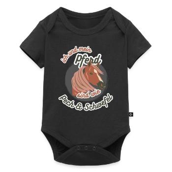 Cooles Pferde Haustier Reitpony Friese Geschenk - Baby Premium Kurzarmbody - Schwarz - Vorne