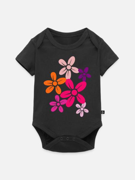 Flower Blume Pflanze - Baby Premium Kurzarmbody - Schwarz