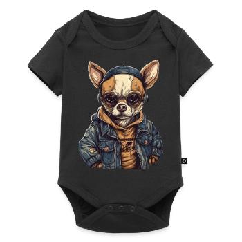 Rue cool de style rappeur de chien Chihuahua - Body à manches courtes Premium Bébé - noir - Devant