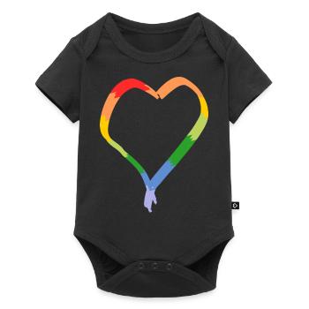 Cœur arc-en-ciel dessiné - Body à manches courtes Premium Bébé - noir - Devant