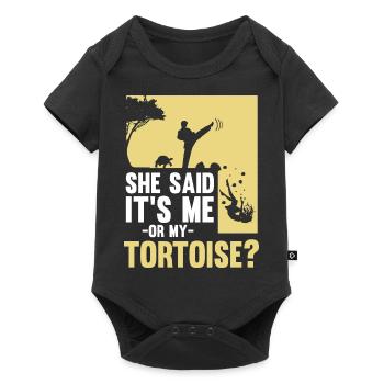 Turtle She Said It's Me Or My Tortoise Funny Repti - Baby Premium Kurzarmbody - Schwarz - Vorne
