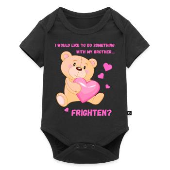 Teddy mit Herz, Was mit Bruder machen - Baby Premium Kurzarmbody - Schwarz - Vorne