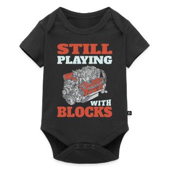 Je joue toujours avec les blocs moteurs - Body à manches courtes Premium Bébé - noir - Devant