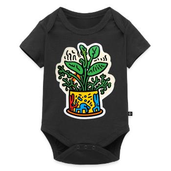 I Love Plants - Plant Lover - Haring Art - Baby Premium short-sleeve bodysuit - black - Front