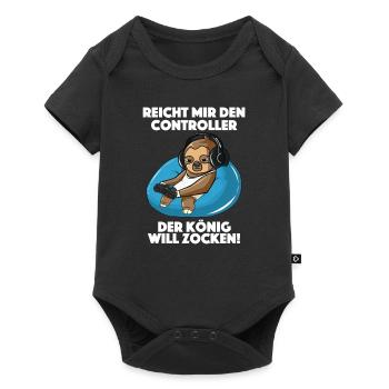 Der König will Zocken Spruch Lustiger Spieler - Baby Premium Kurzarmbody - Schwarz - Vorne