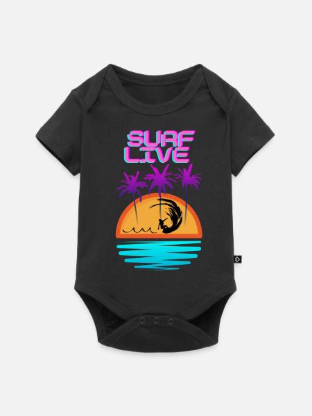 Surf Live - Baby Premium Kurzarmbody - Schwarz
