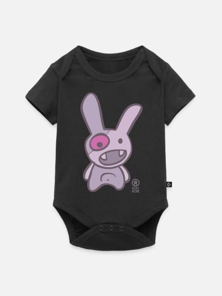 "rabbit" - Kleines MONSTER (Hase) - Baby Premium Kurzarmbody - Schwarz