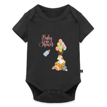 Babyshower 2 - rosa - Baby Premium Kurzarmbody - Schwarz - Vorne