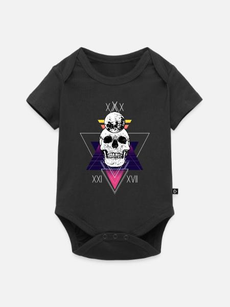 Extravagantes Skull Design Triangles - Baby Premium Kurzarmbody - Schwarz