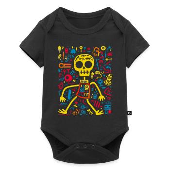 Bones & Beats: Skater Skeleton Tee - Baby Premium short-sleeve bodysuit - black - Front