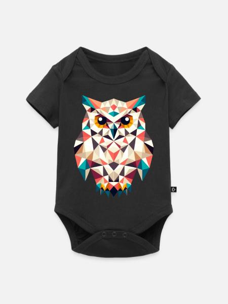 Eule // owl - Baby Premium Kurzarmbody - Schwarz