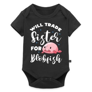 will trade sister for blobfish Design - Baby Premium Kurzarmbody - Schwarz - Vorne