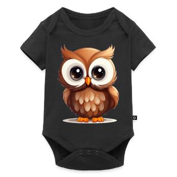 Süße Eule - Baby Premium Kurzarmbody - Schwarz - Vorne