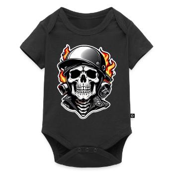 moto style retro - crane et squelette - Body à manches courtes Premium Bébé - noir - Devant