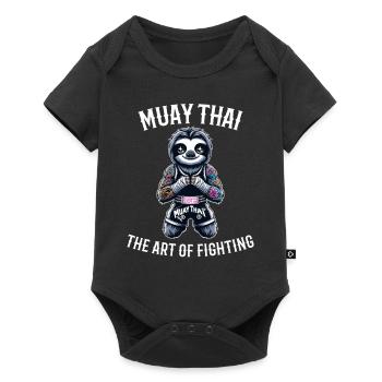 Muay Thai Faultier - Kickboxen und Faultier Thai - Baby Premium Kurzarmbody - Schwarz - Vorne