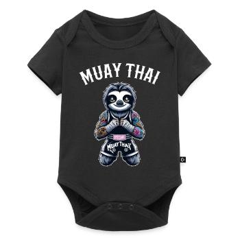 Muay Thai Faultier - Baby Premium Kurzarmbody - Schwarz - Vorne