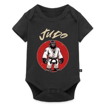 Starker und niedlicher Judo-Gorilla - Japanisches - Baby Premium Kurzarmbody - Schwarz - Vorne