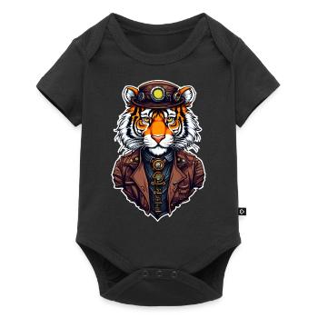 Tigre steampunk - Body à manches courtes Premium Bébé - noir - Devant