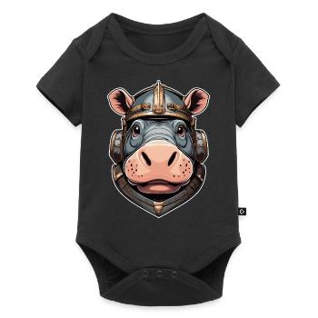 Nilpferd-Kopf - Baby Premium Kurzarmbody - Schwarz - Vorne