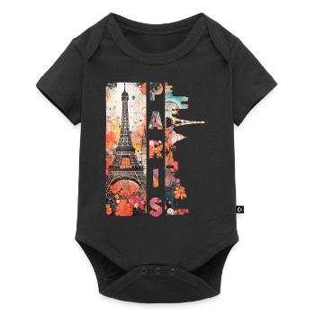 Paris Tour Eiffel France City Skyline Art - Body à manches courtes Premium Bébé - noir - Devant