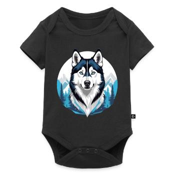 Husky sibérien - Body à manches courtes Premium Bébé - noir - Devant