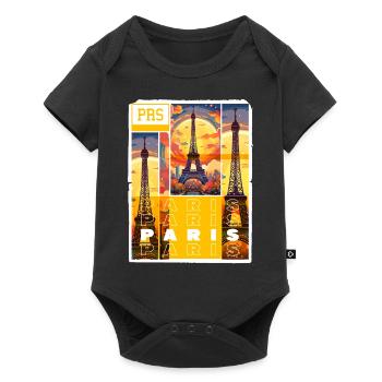 Paris, Eiffel Tower, France, City, Skyline, Art - Baby Premium short-sleeve bodysuit - black - Front