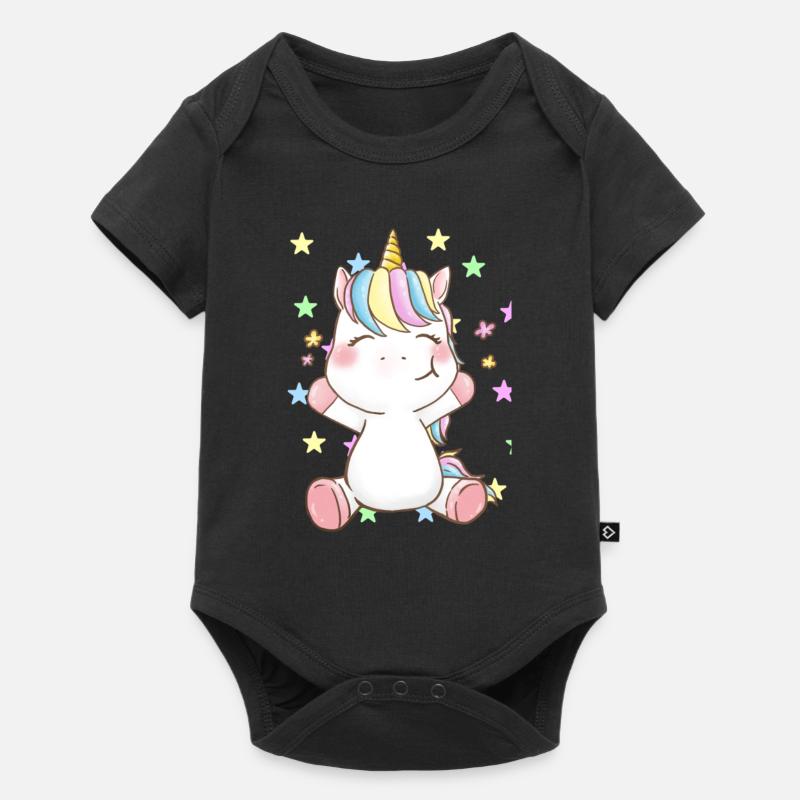 Licorne heureuse - Body à manches courtes Premium Bébé - noir