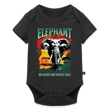 Éléphant Afrique Safari Nature nature sauvage aquarelle Art - Body à manches courtes Premium Bébé - noir - Devant