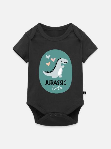 Niedlicher Dino - Baby Premium Kurzarmbody - Schwarz