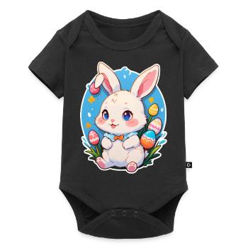 Lapin de Pâques mignon et enfantin - Body à manches courtes Premium Bébé - noir - Devant