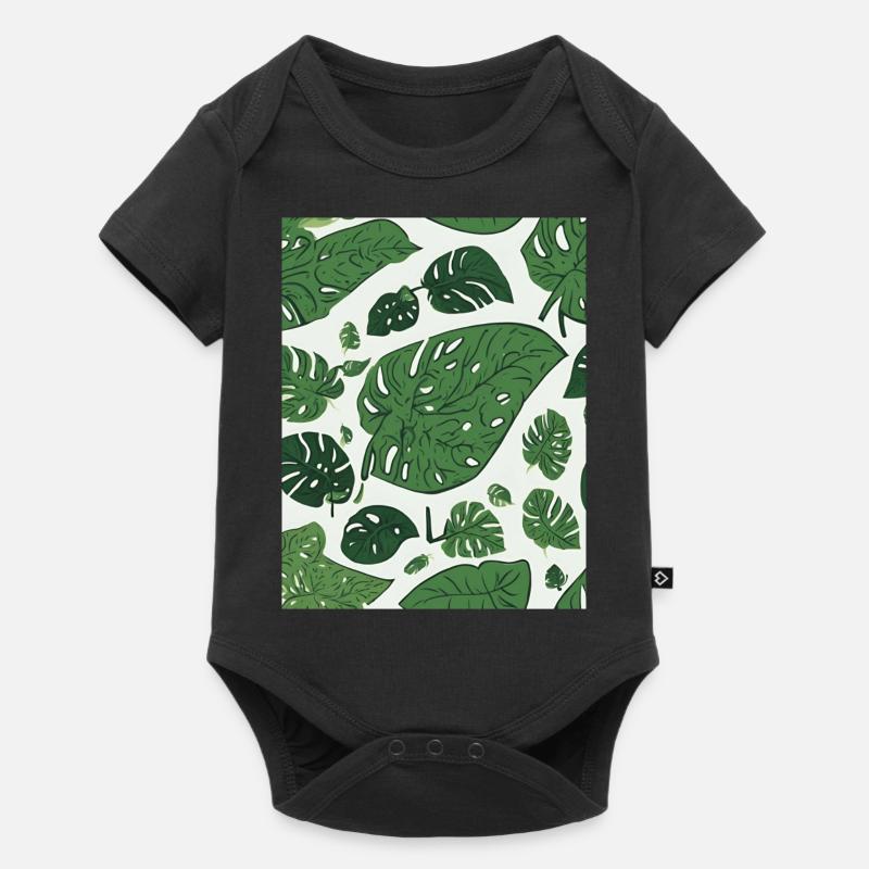 Monastera Muster T-Shirt - Baby Premium Kurzarmbody - Schwarz