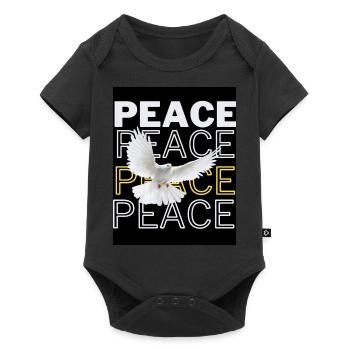 PeaceZeichen Friedenstaube - Baby Premium Kurzarmbody - Schwarz - Vorne