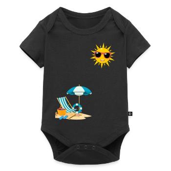 Soleil au bord de plage - Body à manches courtes Premium Bébé - noir - Devant
