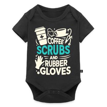 Kaffee, Kittel und Gummihandschuhe - Baby Premium Kurzarmbody - Schwarz - Vorne