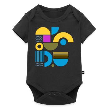 "Modern Look Yellow Blue" - Baby Premium Kurzarmbody - Schwarz - Vorne