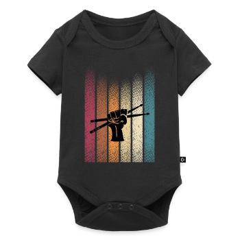 Vintage Retro Schlagzeug Drumsticks Schlagzeuger - Baby Premium Kurzarmbody - Schwarz - Vorne