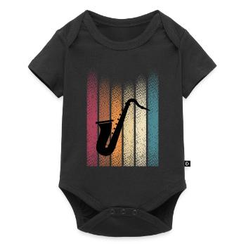 Vintage Retro Saxophonist Saxophon - Baby Premium Kurzarmbody - Schwarz - Vorne