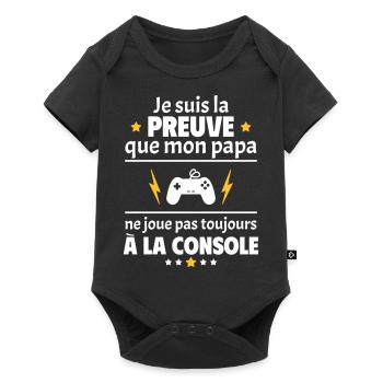 Preuve que mon papa console, papa geek, nerd, game - Body à manches courtes Premium Bébé - noir - Devant