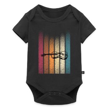 Retro Vintage Geige Violine Geigenspieler - Baby Premium Kurzarmbody - Schwarz - Vorne