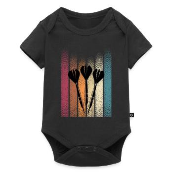 Retro Dartturnier Darter Dartpfeile Dartscheibe - Baby Premium Kurzarmbody - Schwarz - Vorne